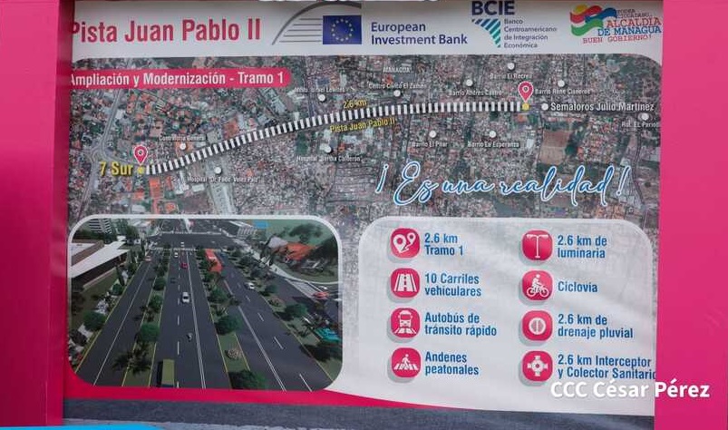 Pista Juan Pablo II contará con cinco pasos a desnivel Managua. Zenelia Castañeda, Radio La Primerísima